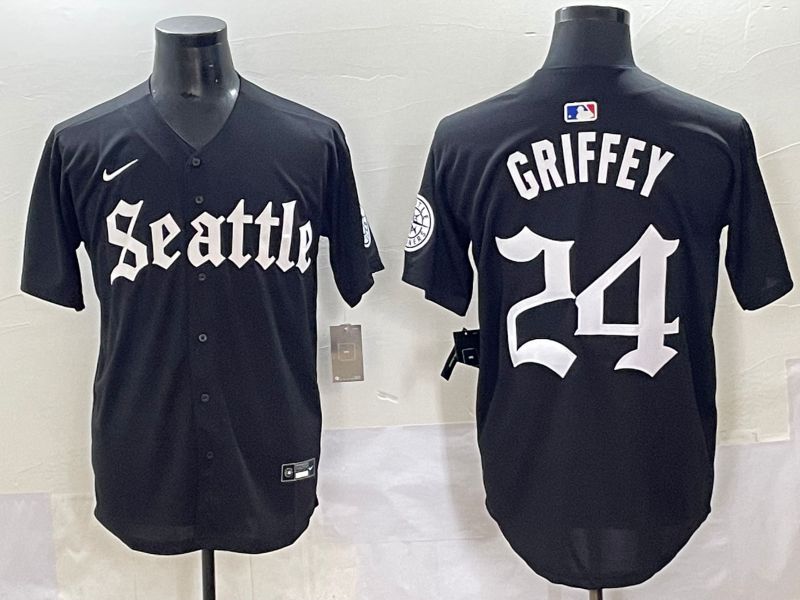 Men 2025 Seattle Mariners #24 Griffey Black Five generations Joint Name Nike MLB Jersey style 1->seattle mariners->MLB Jersey